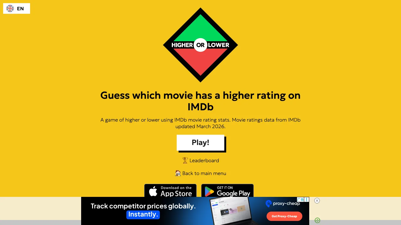 The IMDb movie ratings higher or lower mode stating the ratings data was updated March 2026